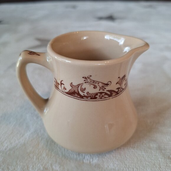 Mayer China Curtis 3.5" Creamer Pitcher Detailed Elegant Almond & Brown in Color - Picture 1 of 6